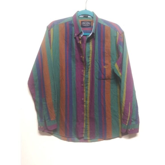 Oscar De La Renta Shirt Mens Size Medium Multicolor Striped Button Down - Picture 9 of 9